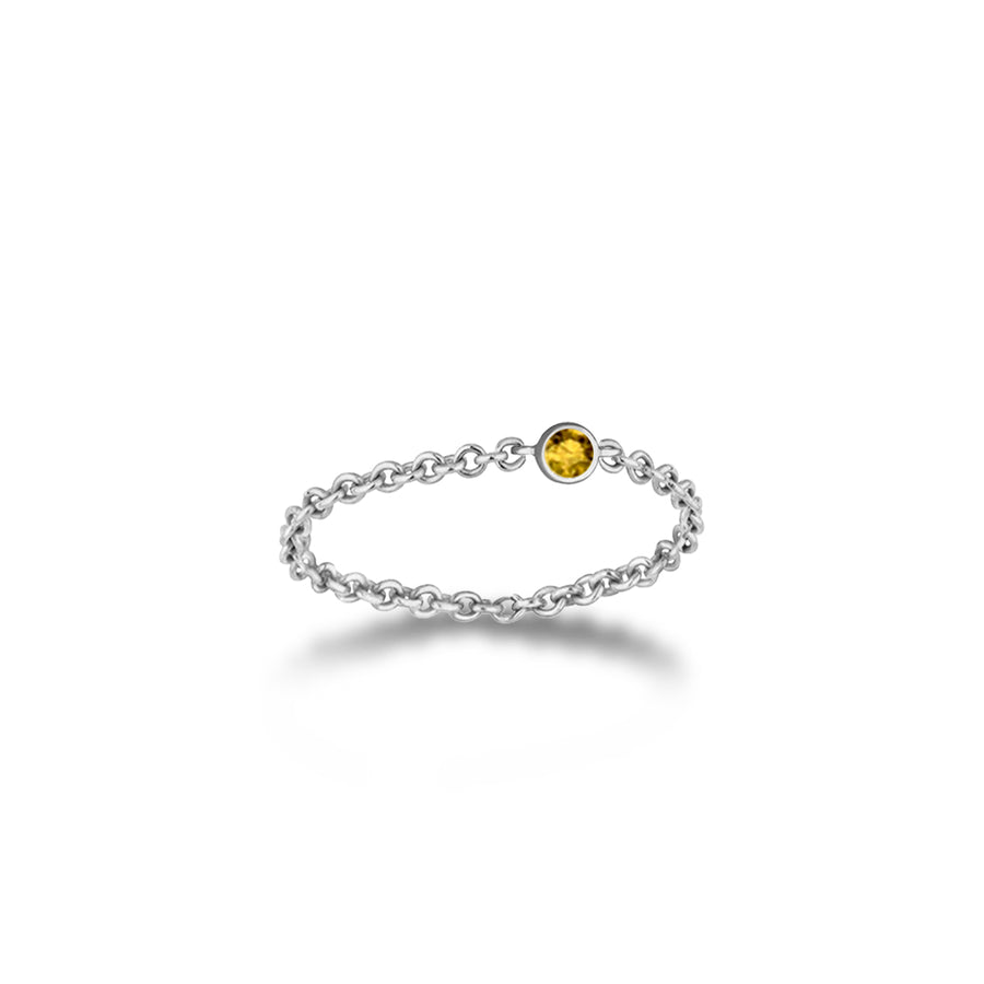 -【TO ME, FROM ME.】Citrine Chain Ring 18K Gold Nov. Birthstone