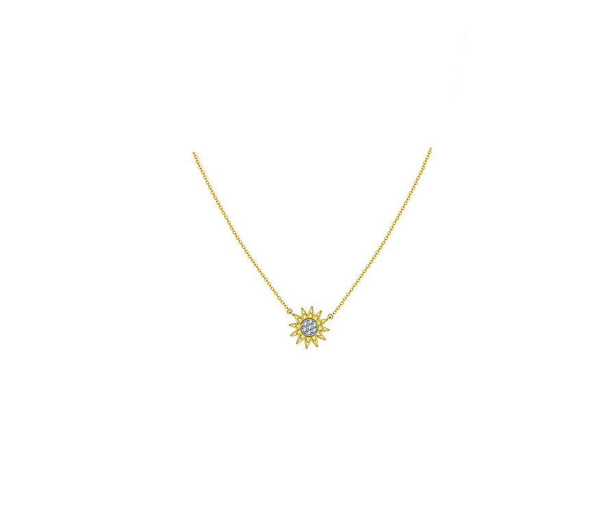 【YH GARDEN】SunFlower Diamond Necklace 18K Gold