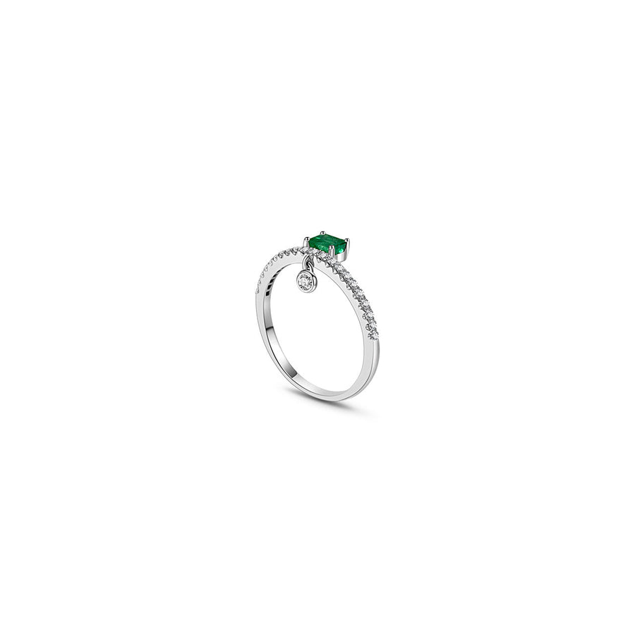 ·【BEEN THERE】Iceland Northern Lights Emerald Diamond Ring 18K Gold