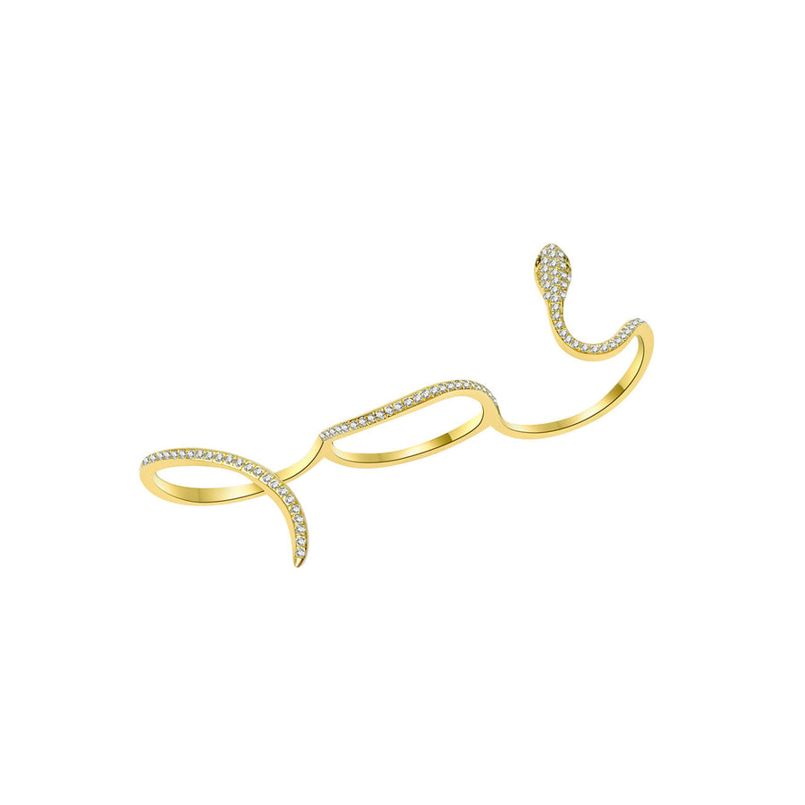 ·【CROSS FINGER RING】Medusa's Little Pet Diamond Ring 18K Gold