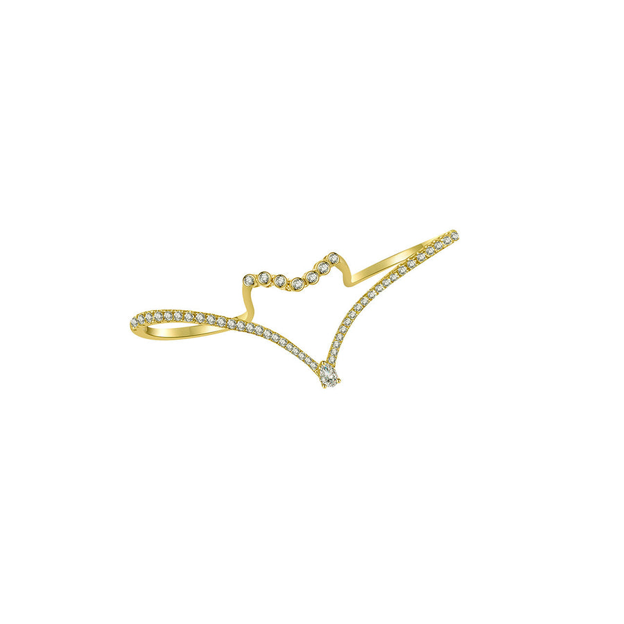 ·【CROSS FINGER RING】Toast & Cheers Diamond Ring 18K Gold