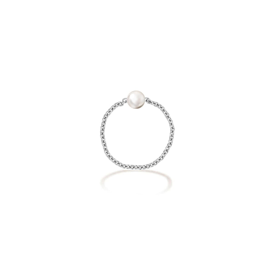 【TO ME, FROM ME.】Pearl Chain Ring 18K Gold June. Birthstone