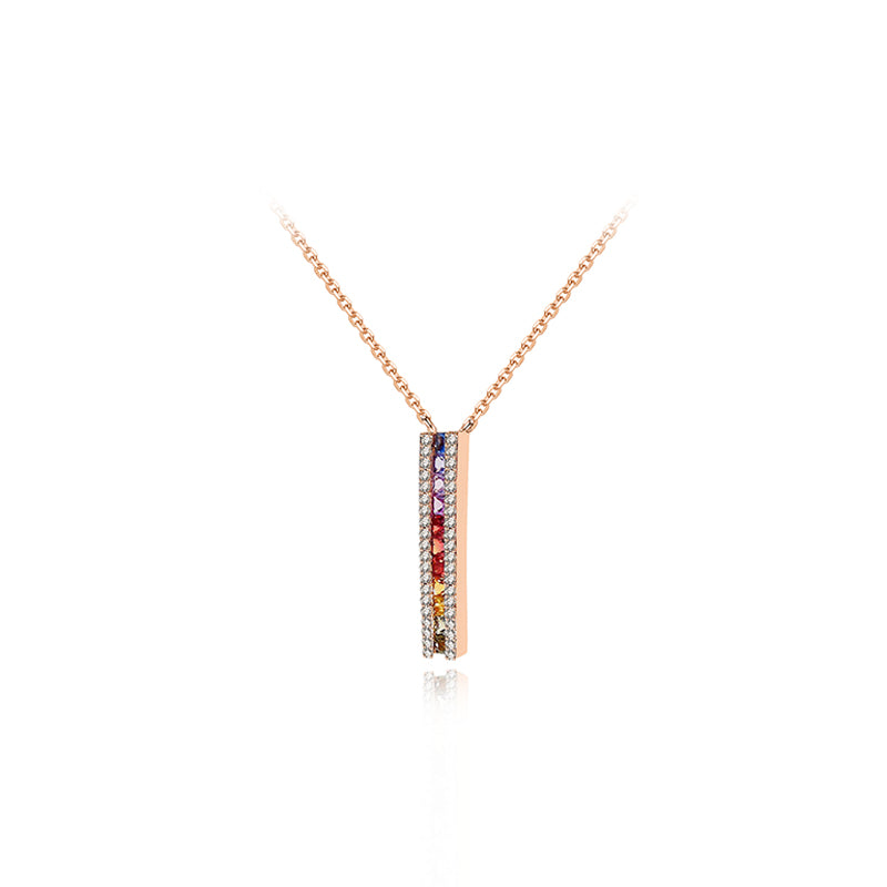 ·【Rainbow 52】Miss YH Candy Bar Sapphire Diamond Necklace 18K Gold