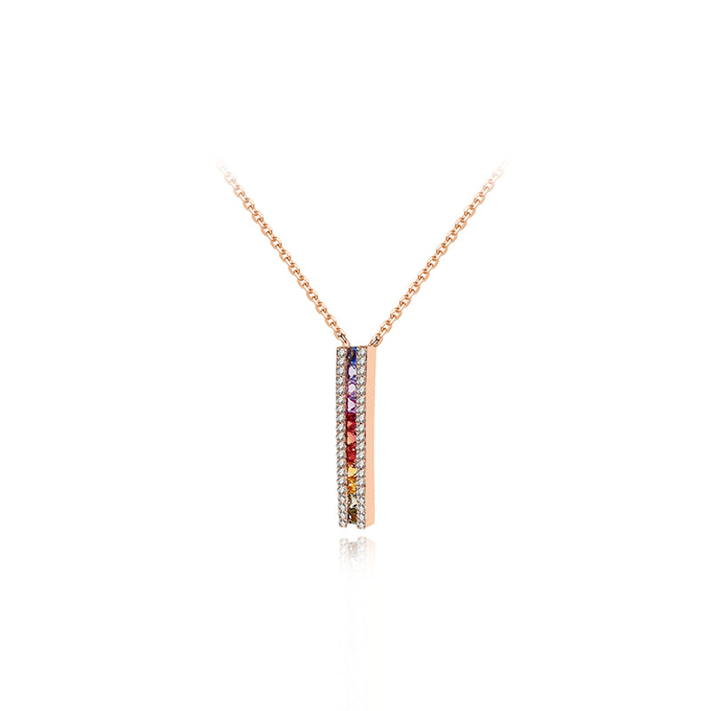 【Rainbow 52】Miss YH Candybar Sapphire Diamond Necklace 18K Gold