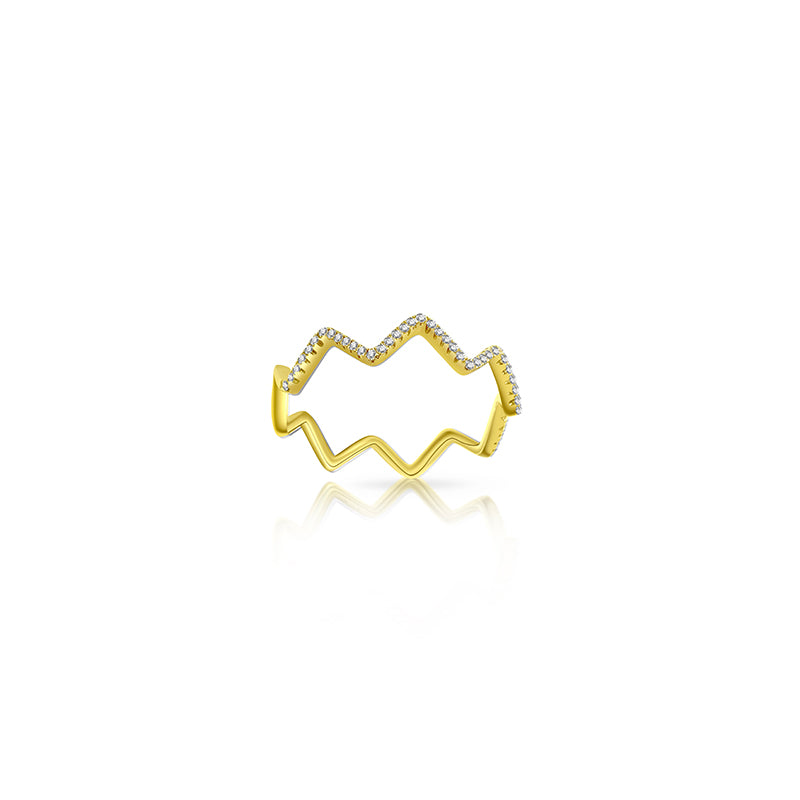 【NEW YORK SKYLINE】Diamond Wave Ring 18K Gold Rose&Yellow