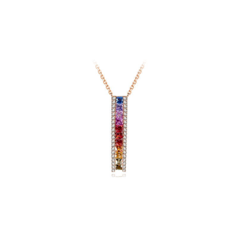 ·【Rainbow 52】Miss YH Candy Bar Sapphire Diamond Necklace 18K Gold