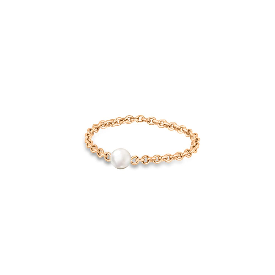 【TO ME, FROM ME.】Pearl Chain Ring 18K Gold June. Birthstone