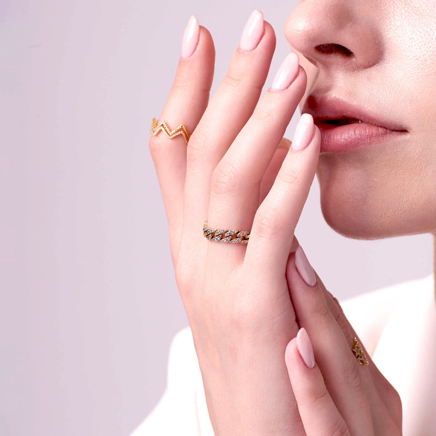 【BELOVED COUPLE】Stay Gold Chain Ring 18K Gold
