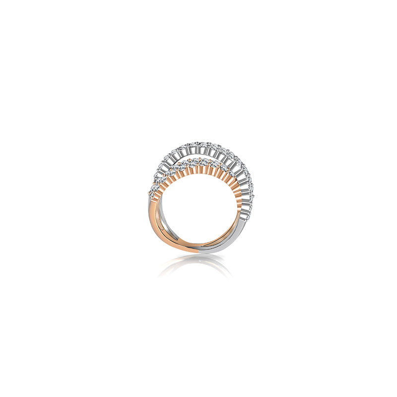 【BELOVED COUPLE】CrossLove Diamond Ring 18K Rose & White Gold