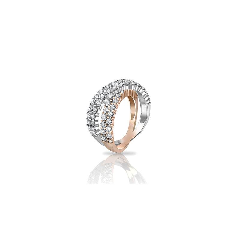 【BELOVED COUPLE】CrossLove Diamond Ring 18K Rose & White Gold