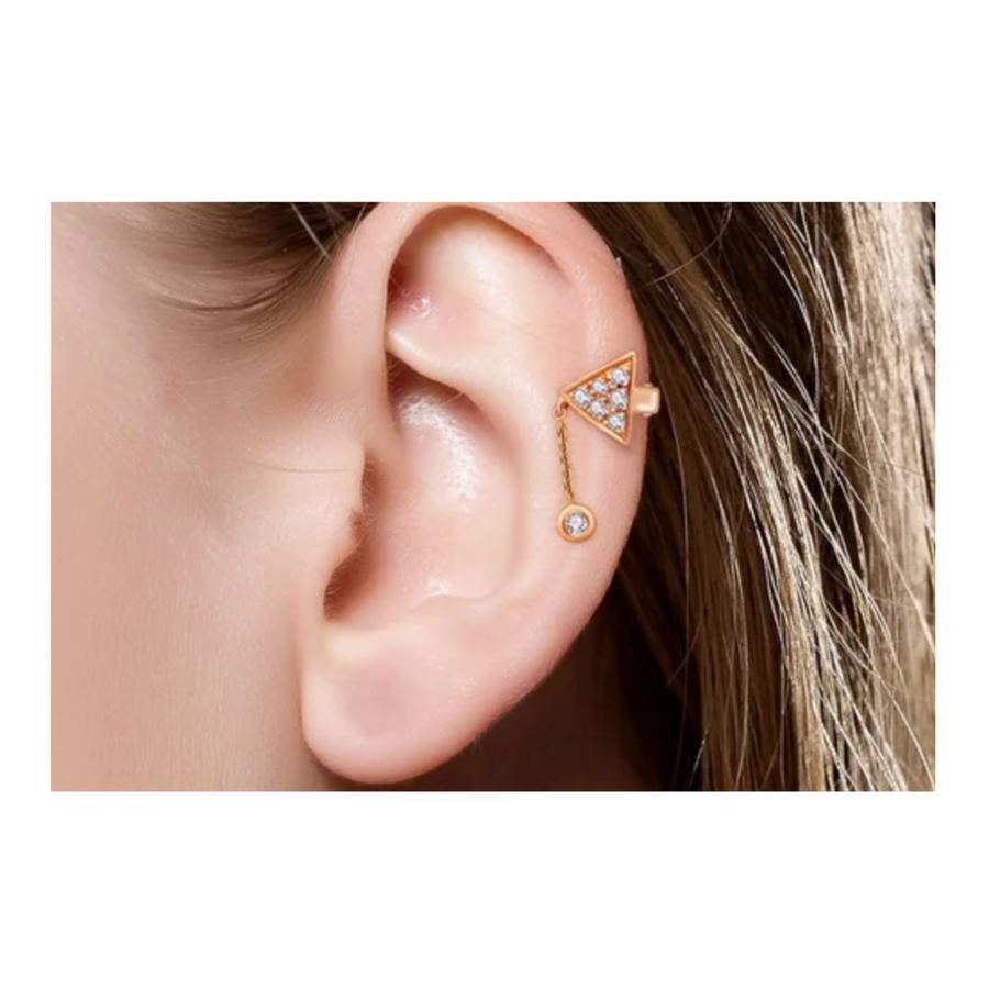 【EARCUFF】Pretty Little Thing Dipping Diamond Ear Cuff 18K Gold
