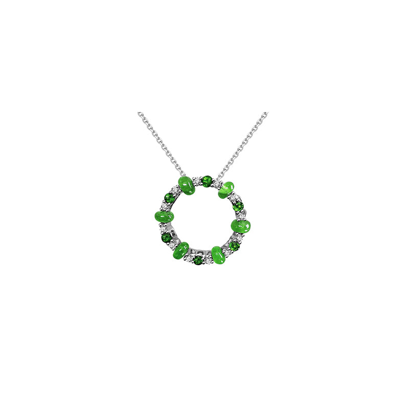 ·【HOLIDAY CHARM】 Diamond Emerald Necklace 18K Gold