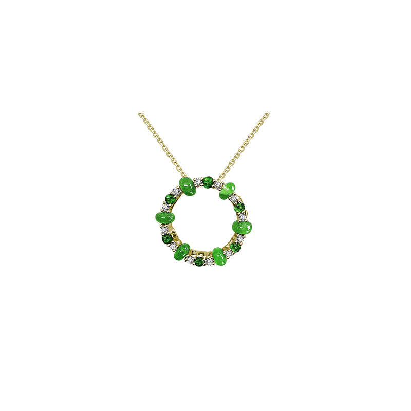 【HOLIDAY CHARM】 Diamond Emerald Necklace 18K Gold