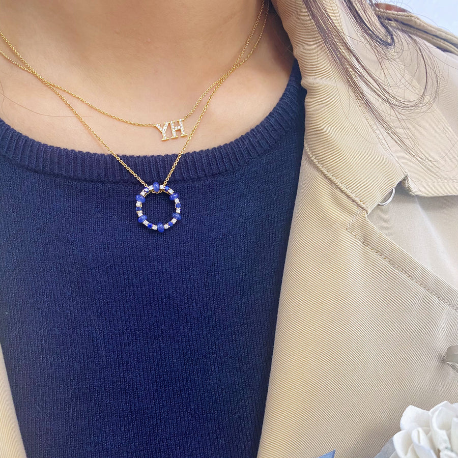 ·【HOLIDAY CHARM】 Diamond Sapphire Necklace 18K Gold