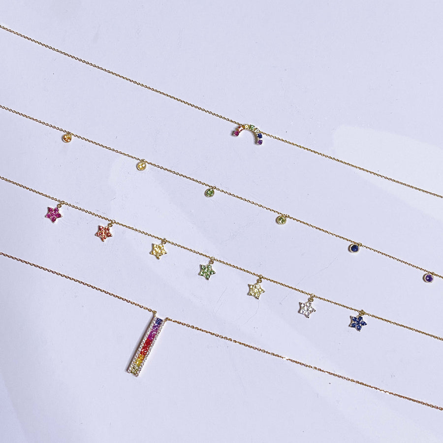 【Rainbow 52】Starry Colour Sapphire Necklace