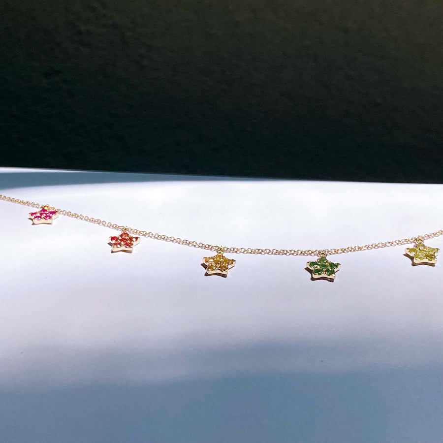 ·【Rainbow 52】Starry Colour Sapphire Necklace 18K Gold