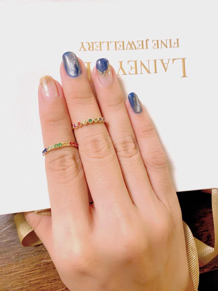 【Rainbow 52】Color Your Days Up! Sapphire Gemstone Ring 18K Gold