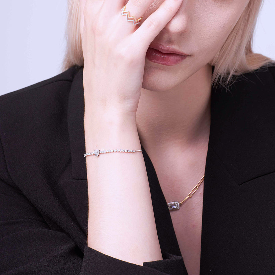 ·【BEEN THERE】Paris Heart Diamond Bracelet 18K Gold