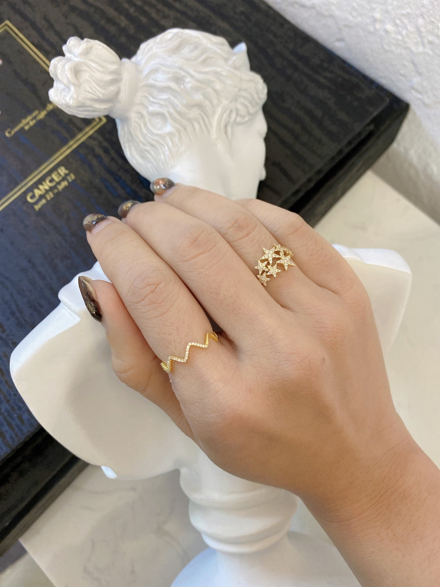 ·【NEW YORK SKYLINE 52】Starry Diamond Ring 14K Gold