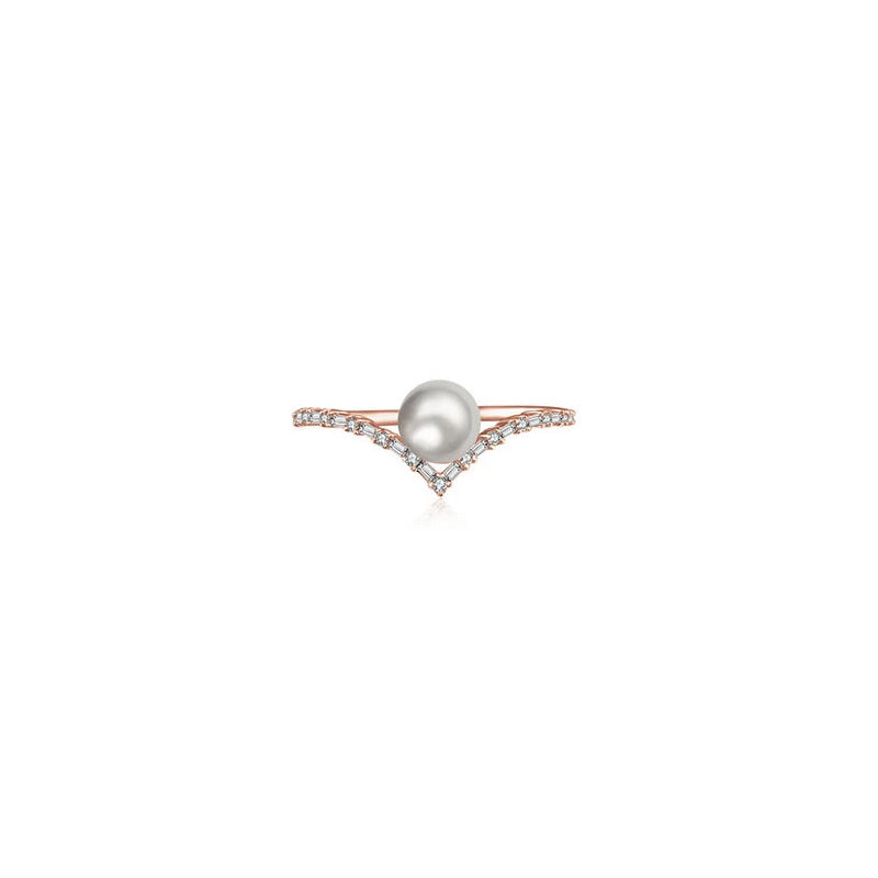 【BUBBLE TEA】Macaron Pearl Diamond Ring 18K Gold