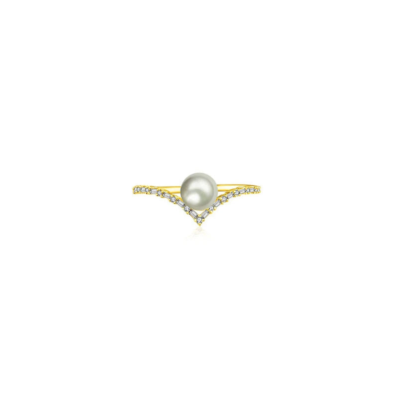 ·【BUBBLE TEA】Venus Pearl Diamond Ring 18K Gold