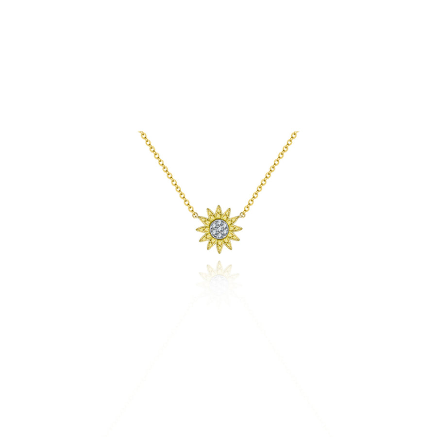 【YH GARDEN】SunFlower Diamond Necklace 18K Gold