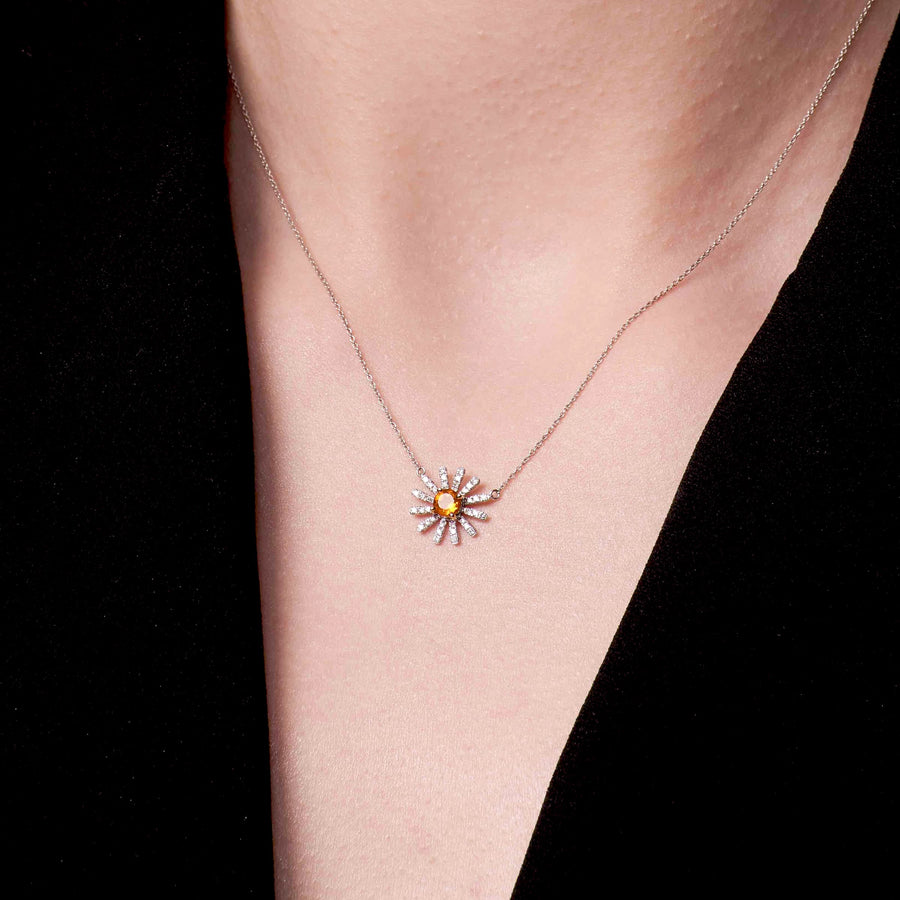 【YH GARDEN】Daisy Yellow Sapphire Diamond Necklace 18K Gold