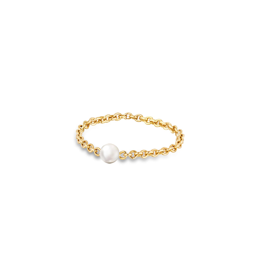 【TO ME, FROM ME.】Pearl Chain Ring 18K Gold June. Birthstone