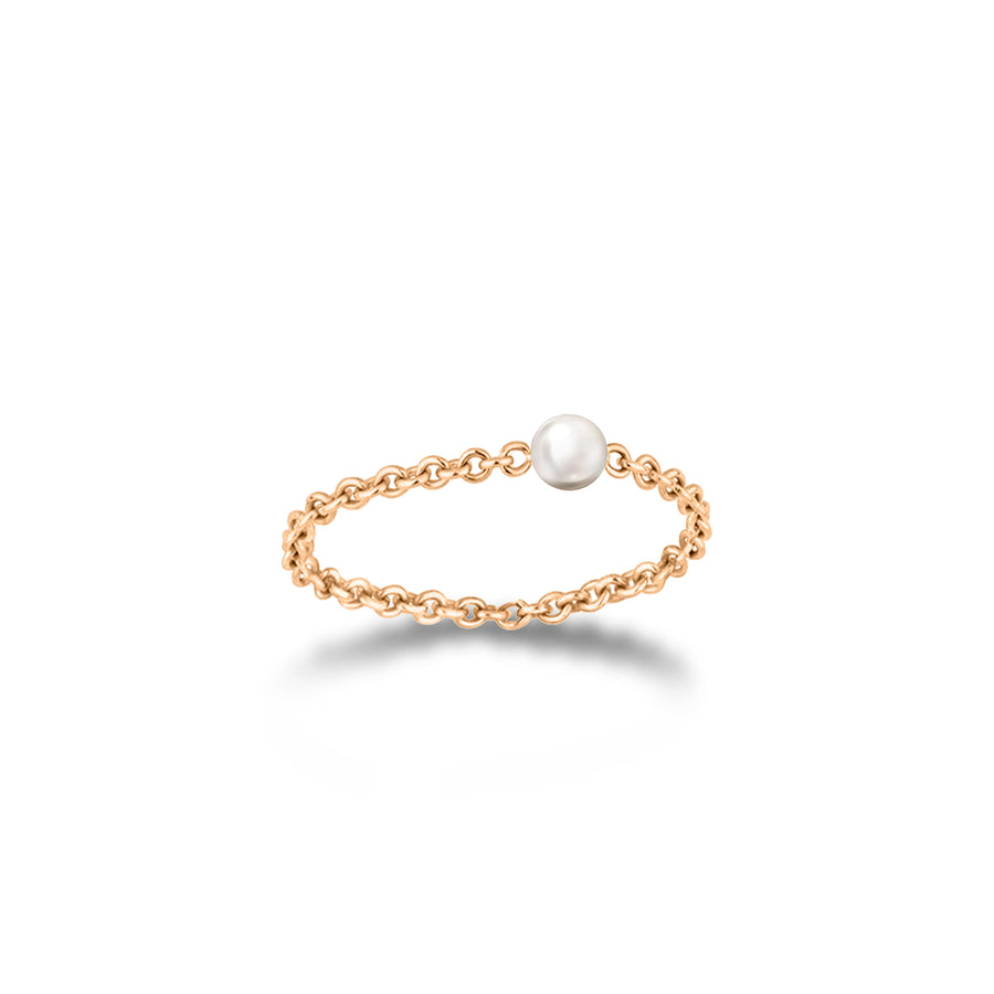 【TO ME, FROM ME.】Pearl Chain Ring 18K Gold June. Birthstone