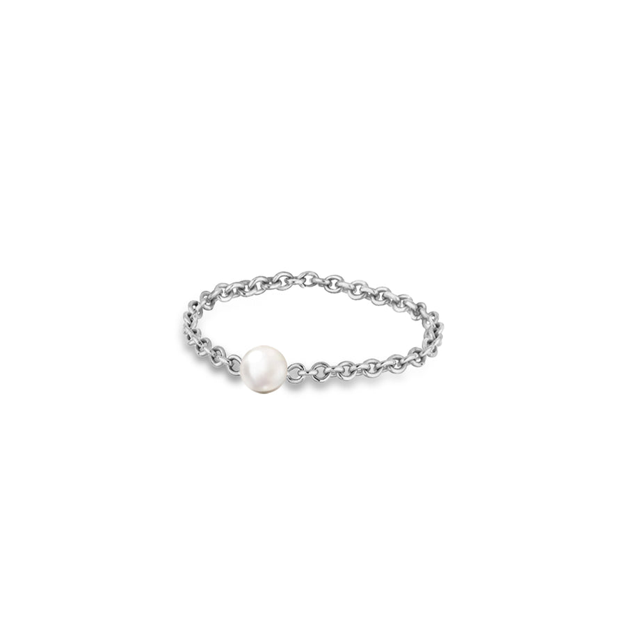 【TO ME, FROM ME】Pearl Chain Ring 18K Gold June. Birthstone